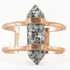 Shelli Rose Gold Stone Cuff Bracelet w/ X-Large Grey granite stone.